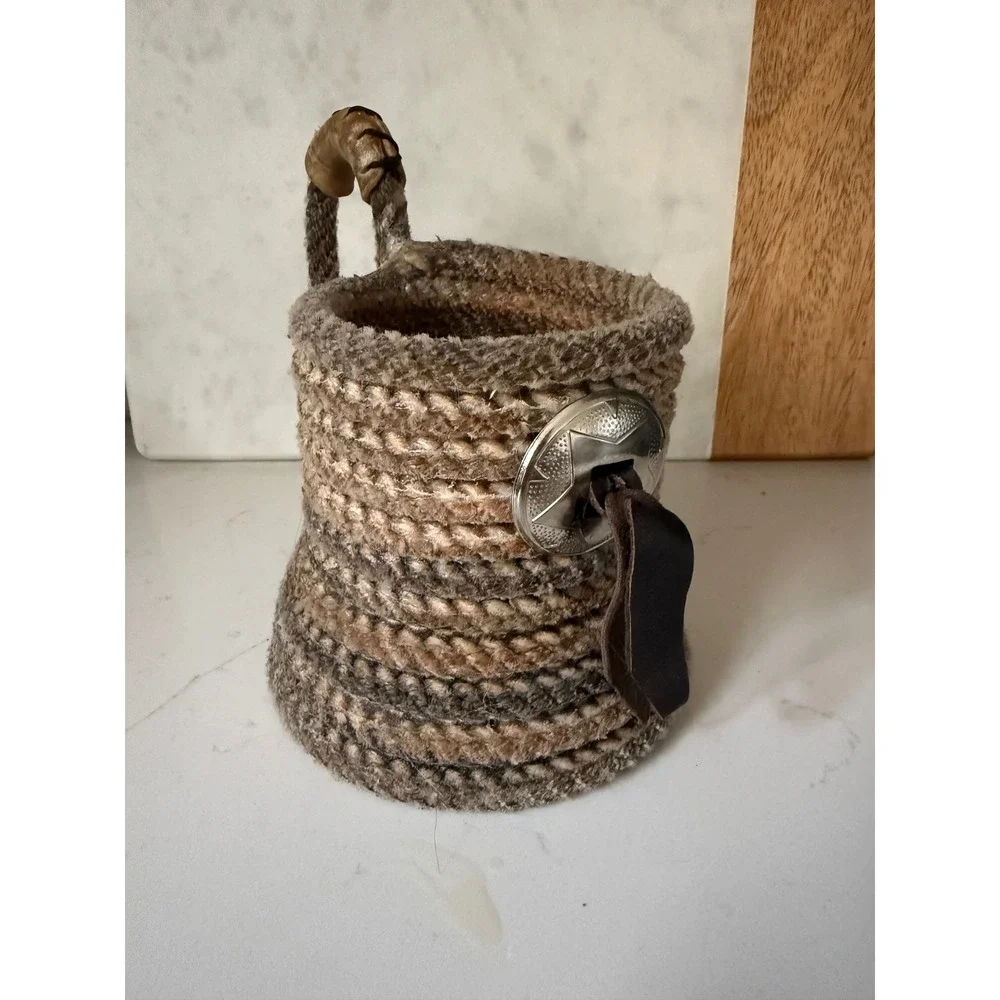 Lariat Rope Beer Mug set Holder Western Star‎ Concho Leather Tassel Drink cowboy